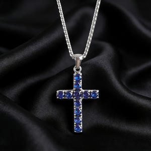 Collier pendentif croix en argent 925 pour homme avec diamants Moissanite multicolores, bijoux de luxe - Product Image 3