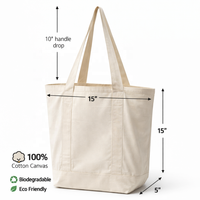 Sac de courses en coton écologique de qualité supérieure avec poignée à patch, soufflet large, réutilisable, biodégradable, promotionnel, pour l'épicerie, la plage et l'usage quotidien