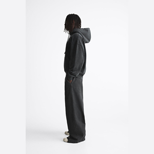 Ensemble de survêtements 2 pièces grande taille 100 % coton, streetwear d'hiver, imprimé personnalisé, respirant, léger, en molleton délavé à l'acide, à capuche, uni - Product Image 3