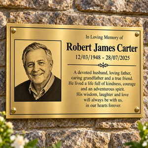 <b>Personalised</b> Modern Memorial Brass Rectangle <b>Plaque</b> with Custom Photo Engraving for Remembrance and Tribute - Product Image 4