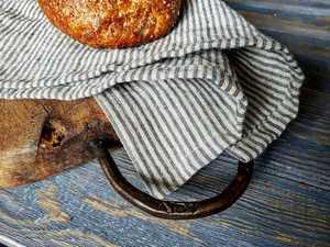 Essuie-tout en lin rayé style français, torchon de cuisine épais, serviette de table rayée naturelle, serviette de table rustique durable - Product Image 3