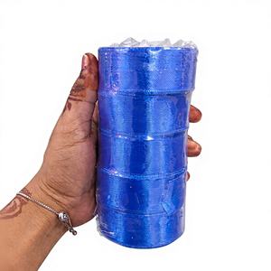 Bordure en dentelle de satin maillée 25 mm, luxueuse, en polyester, avec sequins et fil métallique, faite à la main, pour saris, robes, dupattas et vêtements ethniques - Product Image 1