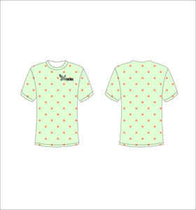 T-shirt à manches courtes pour homme à pois vert clair et orange, col rond, coupe classique, décontracté, imprimé - Product Image 1