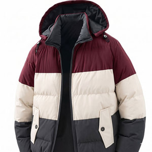 Men's Casual Winter Finished Zip-Up Puffer Jacket <b>Canvas</b> <b>Plain</b> Dyed Stand Windproof Breathable Eco-Friendly 300g Front - Product Image 1