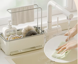 Support de rangement suspendu pour éponge, brosse et torchon en métal, personnalisé OEM/ODM Vietnam, pour évier, organisateur de cuisine, égouttoir - Product Image 1