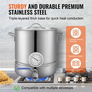 Bollitore in Acciaio Inox da 5 Galloni con Fondo Tri-Ply, Accessori per la Produzione di Birra Domestica, Include Coperchio per Kit di Fermentazione - Product Image 5