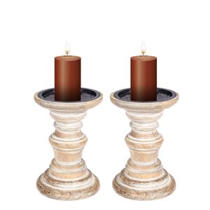 Wholesale Rustic Mango Wood Pillar <b>Candle</b> Holder <b>Set</b> Hand-Carved Farmhouse Wooden Candlestick for Wedding Decor <b>Candle</b> Stand - Product Image 4
