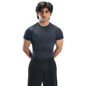 Men's <b>Navy</b> Blue Slim Fit Crew Neck Short Sleeve T Shirt Plain Fitted Casual Everyday Tee - Product Image 1