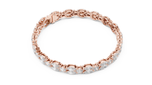 Exclusivo Conjunto de Pulsera de Tenis de Lujo con Diamantes Cultivados en Laboratorio de Corte Marquesa y Pera, Chapado en Rodio, Oro Rosa de 18K, para Uso en Oficina y Compromiso, para Mujer - Product Image 2