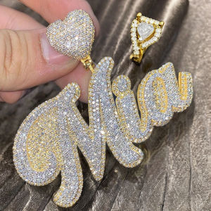 Collar con Colgante de Plata 925 Chapado en Oro con Iniciales Personalizadas, Estilo Hip Hop para Hombre, Cierre de Corazón, Diamante Moissanita, Regalo para Fiesta - Product Image 4