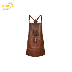 Genuine <b>Leather</b> <b>Apron</b> Cross back Straps Double Pockets Restaurant Bar Wait Staff Uniform - Product Image 2