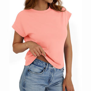 Camiseta corta de algodón estampada de alta calidad para mujer, camiseta holgada de verano, ropa de calle y conjuntos casuales, camiseta corta para mujer - Product Image 4