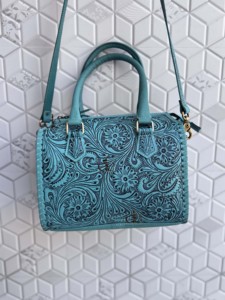 2026 New Hand Tooled Carving Leather Speedy Handbag Gypsy <b>Boho</b> Shoulder Handmade Western Turquoise Colour Stylish Multi Uses <b>Bag</b> - Product Image 3