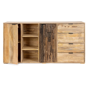 Modern Luxury Solid Wood 3D Geometric Hand Carved Diamond Pattern Dining <b>Sideboard</b> Mid Century Tapered Legs Home Bar Living Room - Product Image 3