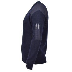 Pulls tactiques <span class=keywords><strong>bleu</strong></span> <span class=keywords><strong>marine</strong></span> avec logo personnalisé et patchs de renforcement tricotés pour les épaules et les coudes – Sécurité et protection - Product Image 4