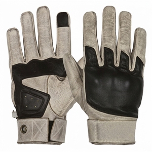 Guantes de cuero para motocicleta con cierre de gancho y bucle, antideslizantes, para hombre, guantes de verano para motociclismo. - Product Image 1
