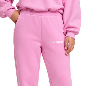 Women Pink Fleece Jogger Sweatpants Elastic Waist <b>Cuffed</b> Bottom Relaxed Fit Casual Soft Winter <b>Trousers</b> - Product Image 3