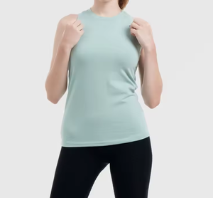 เสื้อกล้ามสีเขียวเซจสำหรับผู้หญิง แบบไม่มีแขน สกรีนโลโก้ได้ ระบายอากาศได้ดี ทรงเข้ารูป เสื้อกั๊กฤดูร้อน รับผลิตตามสั่ง ขายส่ง - Product Image 5