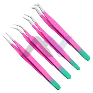 Pinzas de Fibra en Forma de L de 45 y 90 Grados de Marca Privada Premium para Extensiones de Pestañas de Precisión, Volumen de Pestañas, Juego de 4 Piezas - Product Image 1