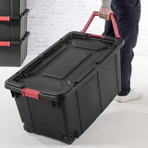 Conteneur de stockage en plastique à roulettes de 40 gallons, noir, lot de 2 - Industriel - Product Image 6