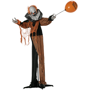 Clown da Circo Animato Parlante a Grandezza Naturale da 65 Pollici, Decorazione di Halloween con Movimento e Suono Attivati, con Palloncino, per Esterni - Product Image 1