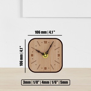 Horloge de bureau carrée en bois minimaliste, mouvement à quartz, affichage à aiguilles, silencieuse, sans tic-tac, fonction d'alarme, design moderne - Product Image 3