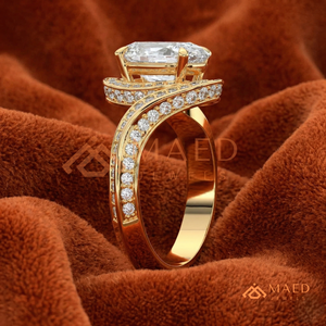 แหวนหมั้นเพชรโมอิสซาไนต์ทรงรีทองคำขาว 14K ประดับด้วยเพชรรอบวง ดีไซน์หรูหราสำหรับเจ้าสาว ของขวัญยอดนิยมในสหรัฐอเมริกาสำหรับผู้หญิง - Product Image 2