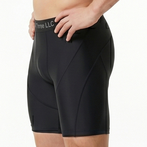 Customized Logo Printed <b>Compression</b> <b>Shorts</b> <b>Men</b> Yoga Fitness Base Layer <b>Shorts</b> Gym Workout Wear Slim Fit <b>Short</b> Elastic Waist - Product Image 3