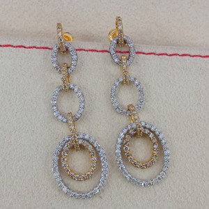 Pendientes Colgantes de Plata de Ley 925 con Baño de Rodio y Diamantes Naturales de Corte Redondo para Mujer, 1.74 Ct, Joyería de Moda para Boda - Product Image 6