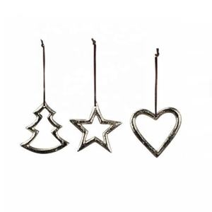 Motif en relief de haute qualité suspendu étoile arbre de Noël suspendus ornements d'arbre de Noël pendentifs en métal pour arbre de Noël - Product Image 4
