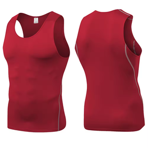 Custom Short <b>Men</b> Sleeveless <b>Compression</b> Shirt Breathable High Elastic Quick-Drying Running Gym Fitness <b>Vests</b> Skinny Sportswear - Product Image 5