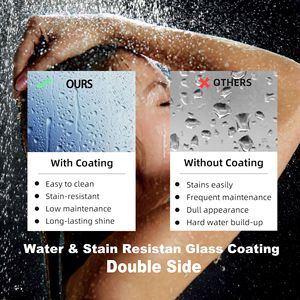 56-60 \ "W X 76 \" H senza telaio doppia porta scorrevole 3/8 \ "in vetro temperato facile pulizia cappotto nero opaco tampone 3 anni di garanzia - Product Image 5