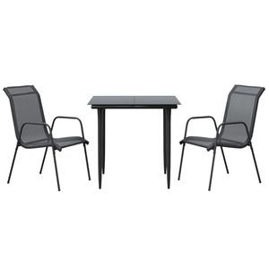 <b>Black</b> Anthracite Garden Dining Set 2 Seater Steel <b>Frame</b> Minimalist Design Outdoor Furniture Weather Resistant - Product Image 4