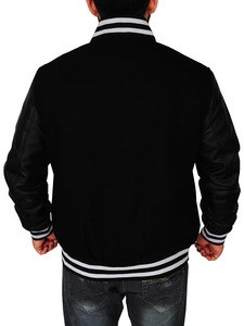 Chaqueta Varsity Unisex de Lana, Cortavientos, Abrigo de Invierno, Color Sólido, Cierre de Botones, Corte Regular, Ecológica y Transpirable - Product Image 2