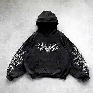 Sudadera con Capucha Extra Grande de Estilo Vintage Personalizada OEM, Unisex, con Estampado de Corazón Pintado Digitalmente, 100% Felpa de Seda, Sudadera Gruesa para Hombre - Product Image 1