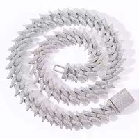 Collier chaîne cubaine Hiphop en argent 925 plaqué moissanite, micro-incrustation, coupe brillante, unisexe, pour mariage et soirée