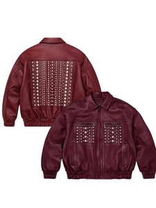 Wholesale Genuine Multi <b>Stud</b> Black Leather Biker Jacket - Product Image 1