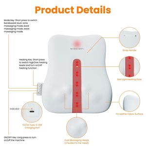 Massaggiatore Shiatsu per Schiena Ricaricabile USB Senza Fili, Massaggio Profondo 3D, 3 Modalità di Massaggio, 2 Livelli di Riscaldamento - Kit per Massaggio Terapeutico - Product Image 2