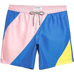 Shorts de bain pour hommes en polyester tissé avec bordure contrastante, imprimé AOP, élastique en nylon, séchage rapide, décontracté, fournisseur du Bangladesh - Product Image 3