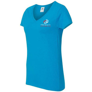 T-shirts décontractés pour femmes grandes tailles, col en V, en coton brodé, personnalisables, respirants, à prix de gros, marque privée - Product Image 2