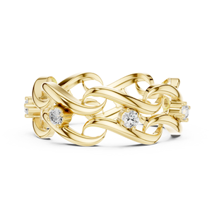 Anillo de Diamantes con Diseño de Viña Trenzada para Mujer, Chapado en Oro Amarillo, Joyería de Compromiso, Corte Brillante Redondo, Regalo de Aniversario - Product Image 3