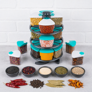 <b>Kitchen</b> <b>Spice</b> <b>Rack</b> Organizer Rotatable Design | Space Saving 360° Rotating <b>Spice</b> <b>Rack</b> with Airtight Containers - Product Image 1