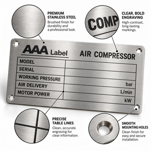 Placa de Identificación de Acero Inoxidable, Placa Técnica Grabada Personalizada para Fabricantes de Maquinaria Industrial - Product Image 3