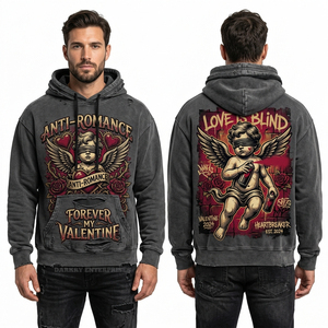 Wholesale Acid Wash Tan Beige Hoodie Mens Streetwear Chained Heart <b>Padlock</b> Graphic Heavy Cotton Distressed Edge Pullover Hoody - Product Image 5