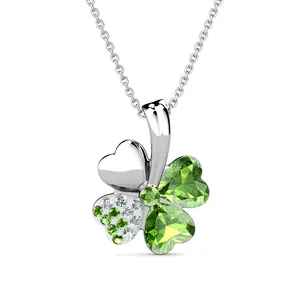 925 Sterling Silver Premium Austrian Crystal Jewelry Hot Product Flower Pendant Four Leaf Clover Necklace Destiny Jewellery