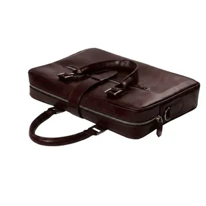 Custom Luxury Full Grain Leather Modern Laptop Sleeve Durable Protective Premium Zipper Closure Shoulder Strap Business - Product Image 1