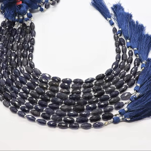 AAA Natural Iolite Faceted Cylinder Shape Beads 6x10MM Iolite Gemstone Beads 10 Inch Strand Faceted Iolite Fancy Oval Shape Bead - Product Image 1