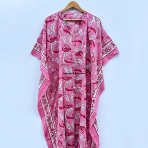 Wholesale Hand Block Printed Cotton Kaftan Block Printed Cotton Beach Kaftan Women Party Dress Wear Night Maxi Dress - Product Image 2