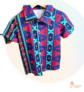 Camiseta de Verano para Niños con Estampado Vaquero Azteca Occidental, Camiseta Polo para Niños, Camisetas Personalizadas para Bebés - Product Image 1