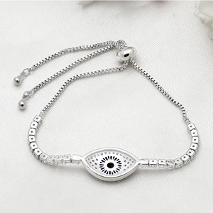 Wholesale <b>Gold</b> Plated Blue Evil Eye <b>Adjustable</b> Slide Rope <b>Bracelet</b> Fine Silver Jewelry for Women Gift Everyday Wear - Product Image 4